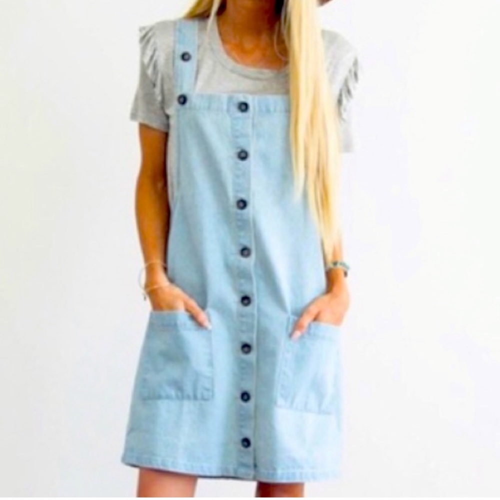 Denim by Ellison Jumper Overall Dress Light Wash Medium